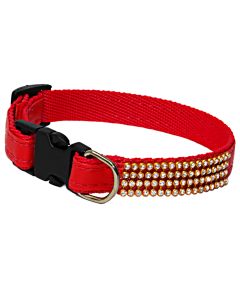 Coleira Nylon Couro Strass Pequena