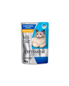 Optimum Sachê Gatos Adultos Castrados Frango 85g Ração Úmida 