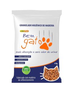 Areia Higiênica Granulado de Madeira para Gatos Bem Gato