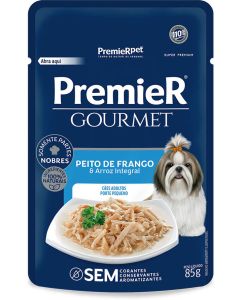 Premier Gourmet Frango Cães Adultos Mini Bits 85g Ração Úmida - Sachê