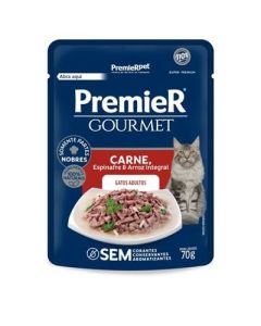 Premier Gourmet Carne Gatos Adultos 70g Ração Úmida - Sachê