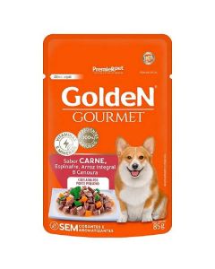 Golden Gourmet Carne Cães Adultos Mini Bits 85g Ração Úmida - Sachê