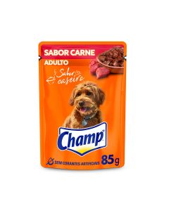Champ Sachê Cães Adultos Sabor Caseiro Carne 85g - Ração Úmida 