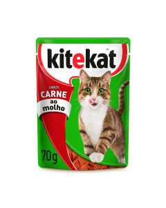 Kitekat Sachê Carne ao Molho Gatos Adultos 70g Ração Úmida 