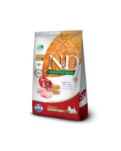  N&D Ancestral Grain Cães Sênior Mini Bits 800g Frango e Romã Ração Farmina