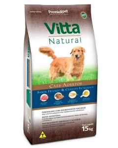 Vitta Natural Cães Adultos Frango e Arroz 15Kg Ração Premier