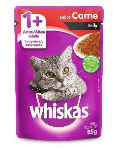 Whiskas Sachê Jelly para Gatos Adultos Sabor Carne 85gr
