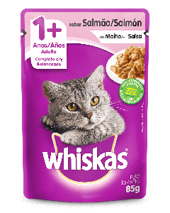 Whiskas Sachê para Gatos Adultos Sabor Salmão ao Molho 85gr