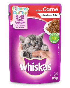 Whiskas Sachê para Gatos Filhotes Sabor Carne ao Molho 85gr