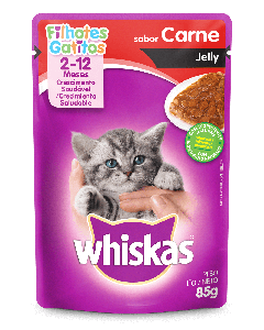Whiskas Sachê Jelly para Gatos Filhotes Sabor Carne 85gr