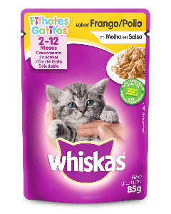 Whiskas Sachê para Gatos Filhotes Sabor Frango ao Molho - 85gr