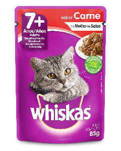 Whiskas Para Gatos Adultos 7+ Anos Sachê Sabor Carne&Molho 85gr