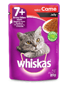 Whiskas Para Gatos Adultos 7+ Anos Sachê Jelly Sabor Carne 85gr