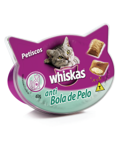 Petisco Whiskas Temptations Anti Bola de Pelo Gatos Adultos 40gr