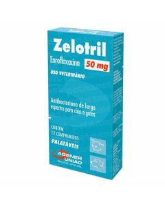  Zelotril 50mg 12 comprimidos Agener Antibiótico Cães e Gatos